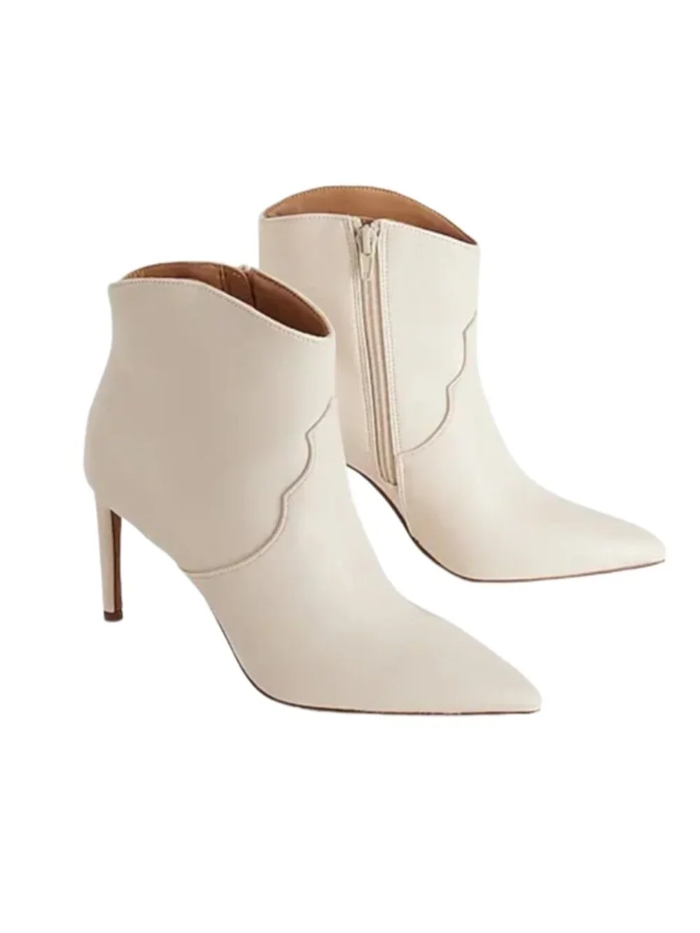 Express Cream Pointed Toe Stiletto Booties